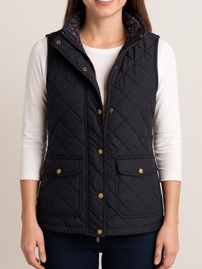 British Khaki Navy Quilted Sleeveless Vest